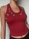 Red Sexy Cock Eye Hanging Neck Backless Top