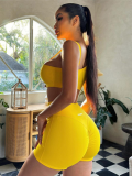 Yellow Sexy Midriff-Baring Vest High-Waisted Butt-Lifting Sports Two-Piece