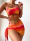 Sexy Tie-dye Swimsuit  Mesh Skirt and Bikini Three-piece Set