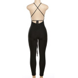Cross-Tie Sexy Backless Fashionable Low-Cut Jumpsuit