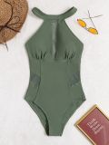 Green Sexy Women's Network Yarn Splicing One-piece Swimsuit