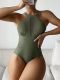 Green Sexy Women's Network Yarn Splicing One-piece Swimsuit