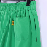 Green Casual Loose Slit Quick-drying Drawstring Sports Shorts