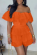 Orange Sexy One-Shoulder Multi-Layered Patchwork Pleated Jumpsuit