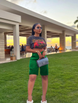 Green Loose-Fitting Stretch Casual Shorts With Pockets