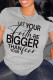 Light Grey Printed Letters Round Neck Short Sleeve T-Shirt