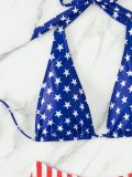 Sexy Flag Print Strappy Bikini Swimsuit