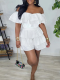 White Sexy One-Shoulder Multi-Layered Patchwork Pleated Jumpsuit