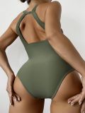 Green Sexy Women's Network Yarn Splicing One-piece Swimsuit