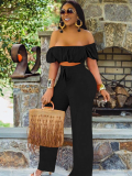 Open Back One-shoulder One-piece Casual Wide-leg Pants