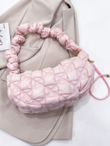 Pink Casual Cloud Pleated Armpit Dumpling Shoulder Crossbody Bag