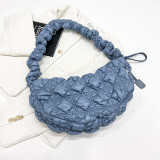 Blue Casual Cloud Pleated Armpit Dumpling Shoulder Crossbody Bag