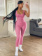 Pink Fashionable Threaded Vest Yoga Sports Two-Piece Set