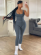 Gray Blue Fashionable Threaded Vest Yoga Sports Two-Piece Set