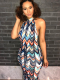 Printed Backless Lace-Up Nightclub Dress