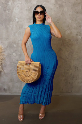 Blue Fashionable Beach Knitted Dress