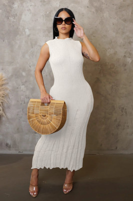 White Fashionable Beach Knitted Dress