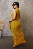Yellow Fashionable Beach Knitted Dress