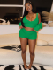 Green Camisole Jacket Shorts Sexy Three Piece Set