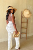 White Knitted Sexy Suspender Backless Jumpsuit