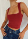 Red Casual Sleeveless Tight Top