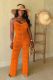 Orange Knitted Sexy Suspender Backless Jumpsuit