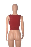 Red Casual Sleeveless Tight Top