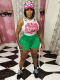 Green Sexy Lace Bow Shorts Sleeveless Tank Top Two-Piece Set