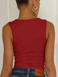 Red Casual Sleeveless Tight Top