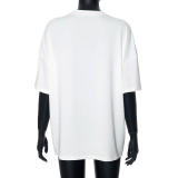 White Fashion Printed Loose T-shirt Top