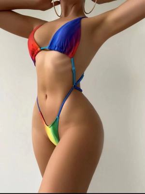 Blue Sexy Colorful Strappy One-piece Swimsuit