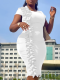 White Elegant Ruffle Bag Hip Dress