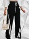 Black Spring And Summer New Style Spliced Casual Trousers