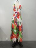 New Suspender Print Dress