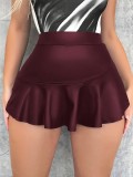 Burgundy Sexy Bag Hip Shorts