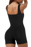 Black Sleeveless Backless Waist Tight Sports Jumpsuit