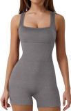 Grey Sleeveless Backless Waist Tight Sports Jumpsuit