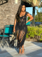 Black Sexy Handhook Hollow Fringed Beach Dress
