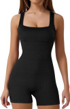 Black Sleeveless Backless Waist Tight Sports Jumpsuit