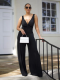 Black Sexy Deep V Backless Sleeveless Jumpsuit