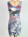 Stylish Tie-dye Printed Sleeveless Bodycon Dress