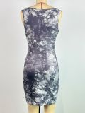 Stylish Tie-dye Printed Sleeveless Bodycon Dress