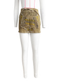 Elastic Patch Embroidered Zip-Up Skirt