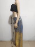 Stylish High Waist Bronzing Straight Leg Jeans