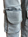 Blue Double Pants Waist Fashion Multi-Pocket Denim Trousers