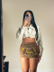 Elastic Patch Embroidered Zip-Up Skirt