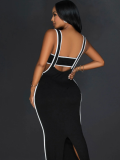 Black Sexy Backless Tube Top Dress Two Piece Set