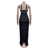Black Sexy Backless Tube Top Dress Two Piece Set