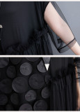 Black Fashionable Loose Mesh Patchwork Dress
