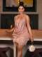 Pink Sexy Backless Sequined Suspender Dress